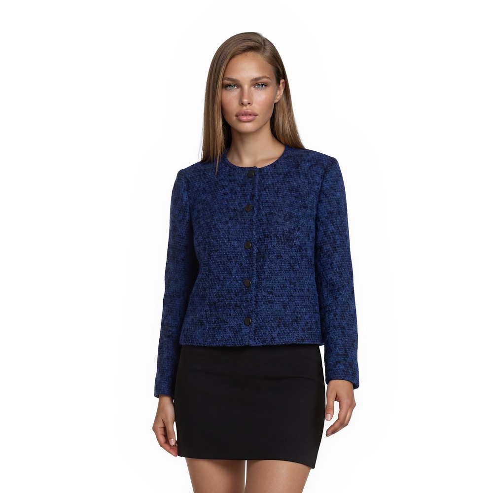 Pendleton Blazer Jacket Women's Size 22W Blue 100% Virgin Wool Tweed Collarless